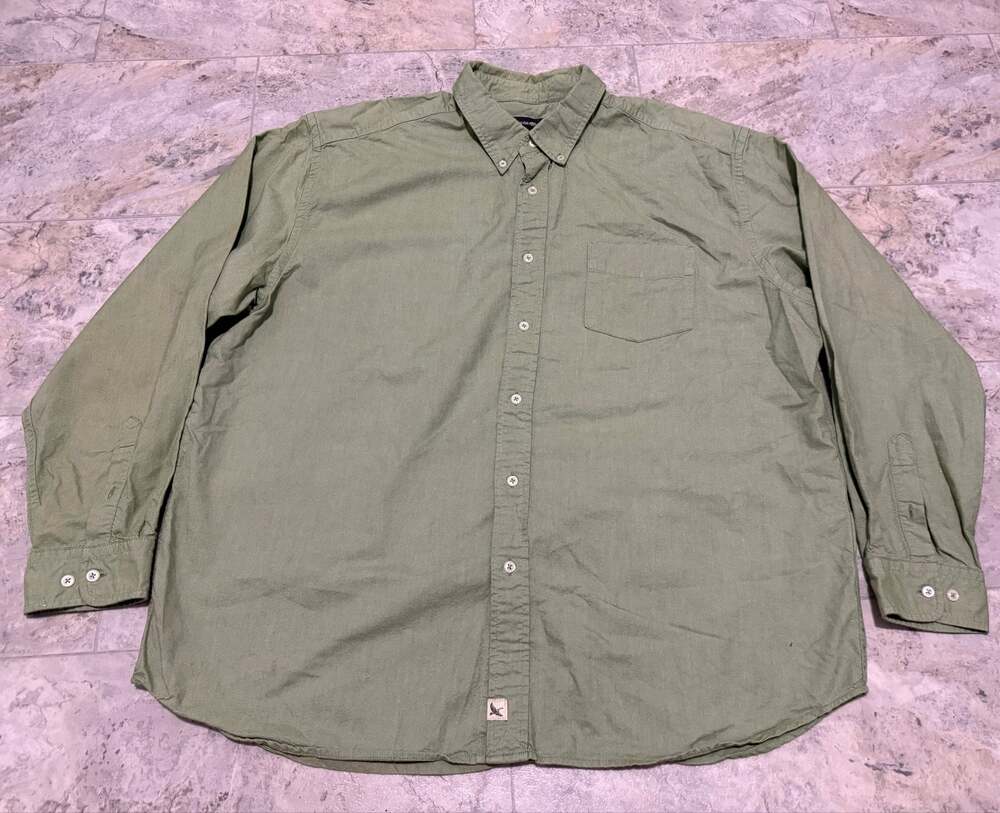 Eddie Bauer Men's XXL Sage Green 100% Cotton Long Sleeve Button Down Shirt